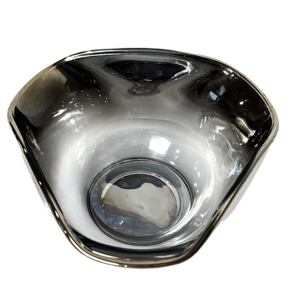 Art Deco Ombre’ Grey Silver to Clear Small Candy Set of Two Bowls - Picture 9 of 14